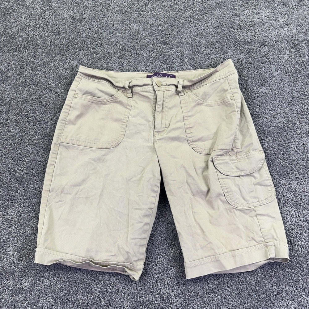 Gloria Vanderbilt Shorts Womens 10 Beige Cargo Twill Stretch Casual Summer